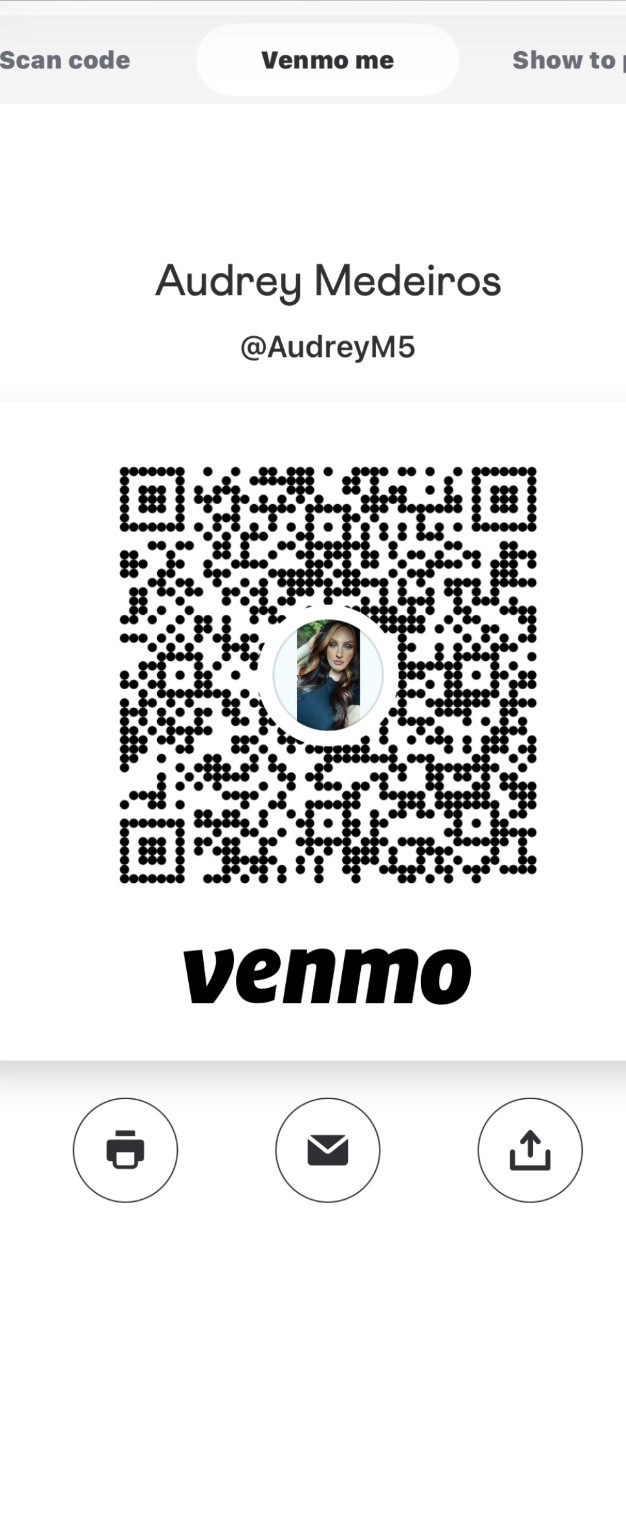 Venmo payment QR code for Audrey Medeiros, username AudreyM5
